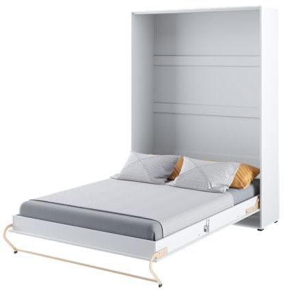 Friderik Concept PRO 1 CP-01 Wandklappbett Vertikal Grau Schrankbett mit Einer Presto-Matratze, 140x200 (Weiß Hochglanz)