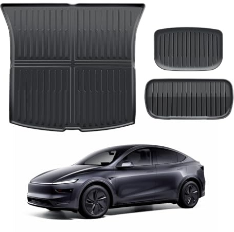 ECOZEN 3pcs Kofferraummatte für Tesla Model Y 2025 2026 aus TPE Allwetter Kofferraumwanne Original 3D-Scan, wasserdicht verschleißfest, Auto Schutzmatte mit hohem Rand, Model Y Trunk Mat