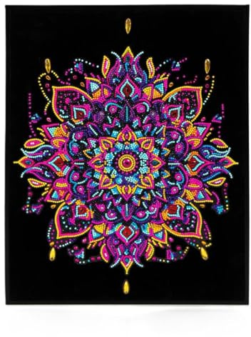 DIAMOND DOTZ 2594361 Original 5D Diamond Painting Set, Neon Mandala, mit Neonfarben und Samt, DIY Diamant Malerei Bilder für Erwachsene und Kinder ab 12 Jahren, Intermediate