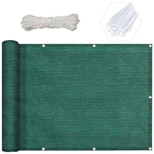 Grande tenda parasole da giardino da 1,4 x 8,5 m, per patio, cortile, prato, verde scuro, con dispenser anti sbirciamento, tessuto resistente da 220 g/m²