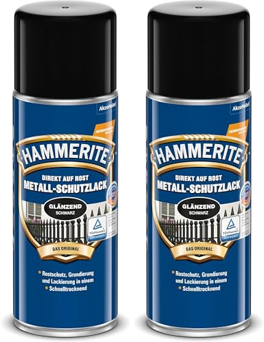 Hammerite metallschutzlack glänzend schwarz 400ml (Packung mit 2)