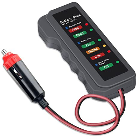 Testeur de batterie Testeur de batterie de voiture 12V Testeur de véhicule Test de l'alternateur 12 Volt Batteries Vérifiez l'outil de diagnostic for l'accessoire automobile et moto Large compatibilit