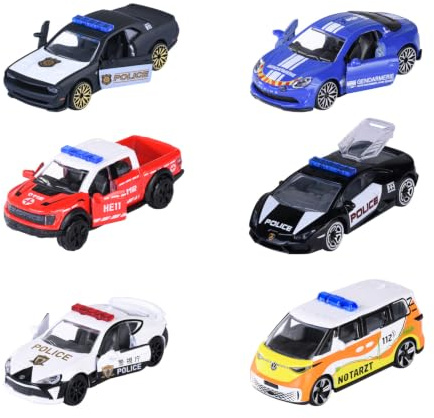 Majorette Auto Rescue World Premium (1 Modellauto) - Einsatzfahrzeug aus Metall mit Freilauf & Federung, zufällige Auswahl aus 6 Spielzeugautos für Kinder ab 3 Jahre, je ca. 7,5 cm