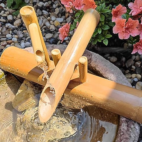 Fontana in legno ad energia solare per esterni con pompa, fontana autoportante per patio, filtro dell'acqua da 6 W e tubo da 2 m, per festa del papà e compleanni