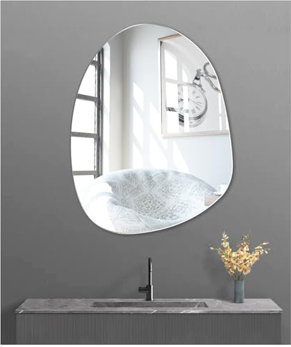 JMITHA Asymmetrisch Spiegel Wand Asymmetrischer Spiegel Glas HD Wandspiegel oder Türspiegel Asymetrischer Rahmenlos Spiegel zum Kleben Dekorative Spiegel Wand Tischspiegel