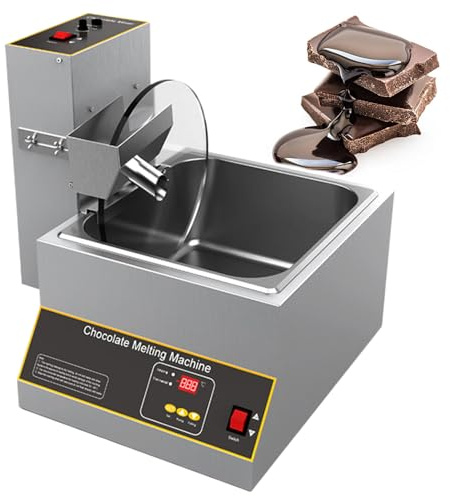 GESAIDES Tempéreuse à Chocolat Commerciale avec Distributeur Automatique et Table Vibrante, Fondoir en Acier Inoxydable pour Fontaine, Enrobage de Fraises, Barres et Desserts,12kg
