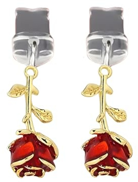 ARFUKA Red Rose Phone Dust Plug Charm Lightning Port Protector Cover Compatible with iPhone 15, 14, 13, 12, 11, Pro/Max & AirPods Pack of 2