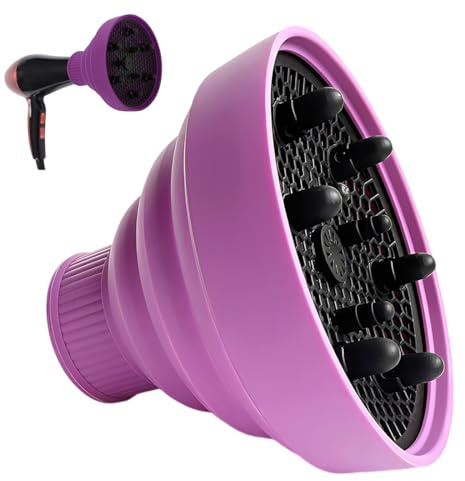 GMDP Diffusore universale capelli,diffusore attacco silicone, asciugacapelli diffusore pieghevole attacco asciugacapelli riccioli universale(a)