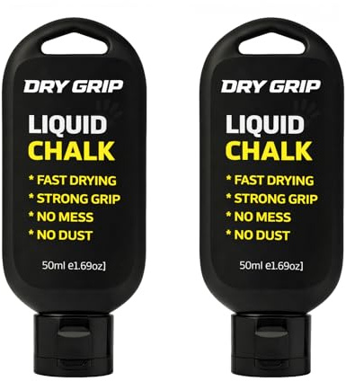 DRY GRIP Gesso liquido per sollevamento pesi e calisthenics per mani senza sudore e presa superiore, confezione da 2