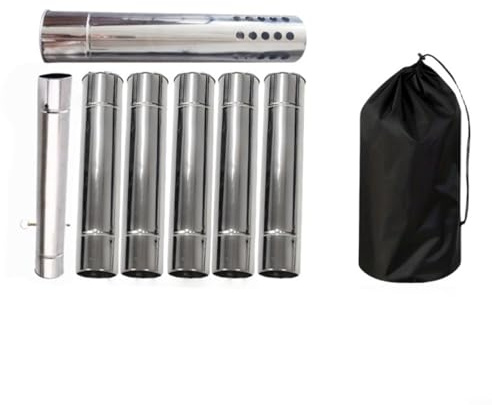 Kit di 7 tubi per stufa a legna con parascintille, lunghezza 30 cm, diametro 6 cm, in acciaio inox, per tenda da campeggio all'aperto