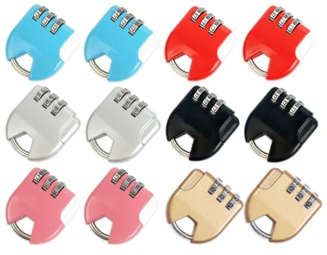 Kellegour 12 Piezas Candado de Combinación 3 Digitos,Candados de Código de Número,Candados con Combinacion,Candado Combinacion Taquilla para Maletas,Maletas Viaje,Casilleros y Candados de Equipaje