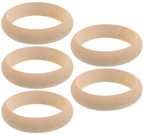 OSALADI 5 st träarmband för hantverk, 59 mm innerdiameter, obehandlade naturliga runda träcirklar för konsthantverksprojekt, DIY-smyckestillverkning, målning, makramévävning