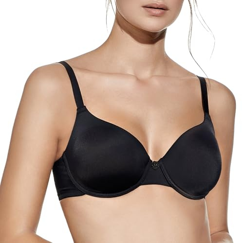 Selene, Sujetador para Mujer con Aros y Copas Acolchadas, en Tejido Suave, Colección Aurora, Color Negro, Talla 100C