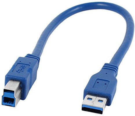 sourcing map USB 3.0 Cable A to B, Male to Male, 1ft, Blue | USB 3.0 data & power cable, A male to B male, 1ft, blue, for scanner/printer/external hard drive