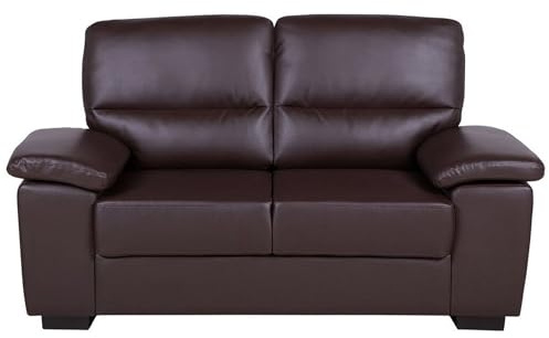 Beliani Klassisches Sofa mit Armlehnen 2-Sitzer Kunstleder braun Vogar
