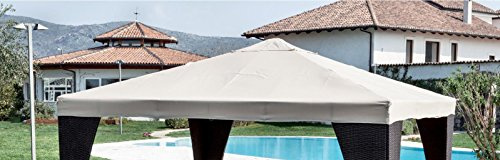 acquaverde Top Copertura Telo TELONE per Gazebo 3X3 Ricambio con Bordo 180 GR mq Ecru 531445