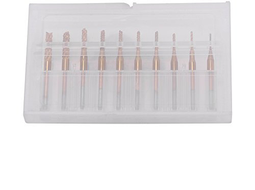 10pcs 1/8 '' Utensile In Carburo Di Tungsteno Rivestito In Titanio, 0.8mm-3.17mm Fresa a Candela Con Gambo In Carburo Di Titanio Rivestito, Ampiamente Usato In Circuiti Stampati, Plastica