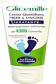 GLICEMILLE | Crème Hydratante Pieds & Ongles, Testée Dermatologiquement, avec Glycérine et Urée, avec Camomille BIO, pieds doux et veloutés, avec Molécule Anti-Odeur, 100 ml