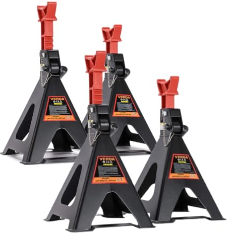 4X Unterstellböcke 6T [385-600mm] Stützböcke mit Sicherung Wagenheber Ständer Set Modellwahl Wagenbock Werkstattstände Profi Reifenwechsel Abstellbock Auto Heber