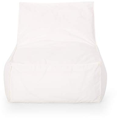 Great Deal Furniture Tulum Outdoor Contemporary Water Resistant Fabric Bean Bag Chair, White, Large
