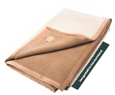 Ritter Decken Suri Baby Alpakadecke 150 x 200 cm - Creme/Kamel | Weiche Naturhaardecke aus feinem Baby-Alpaka, ideal als Kuscheldecke, Wohn- & Tagesdecke fürs Sofa, Made in Germany