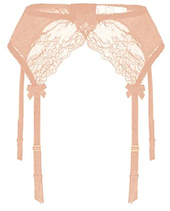 Confonze Women Lace Garter Belt Sexy Suspender Belts for Thigh High Stockings (Medium, Nude2)