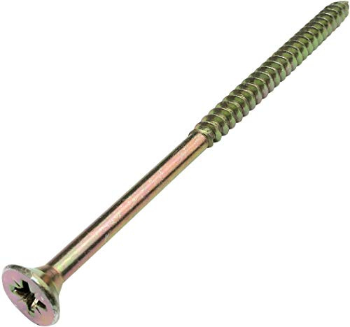 AERZETIX C45192 Vis à Bois Ø5x100mm Lot de 50 | Acier Laitonné Métal, Tête Fraisée, Empreinte Cruciforme Pozidriv, Couleur Laitonné