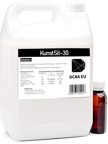 DCRA KunstSil-30 – Silicone RTV bi-composant 30A, base blanche et durcisseur transparent, pour moules de sculptures, stuc, plâtre et résines décoratives, 5 kg
