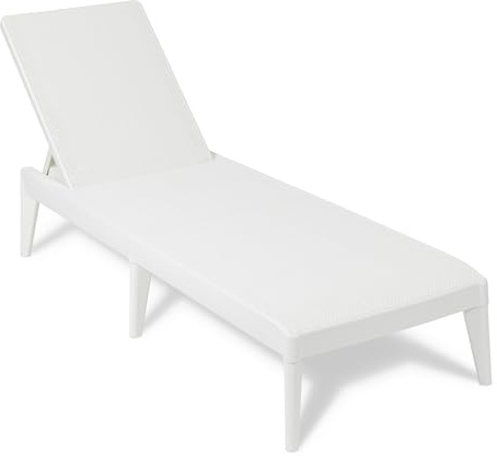 TOOMAX Solsäng Sirolo vilstol, med jutefinish och justerbart ryggstöd, tillverkad av återvunnen anti-UV-plast (vit, 60 x 186 x 29 tum)