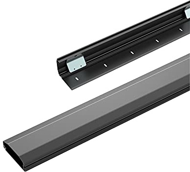 conecto 0,50 m Aluminium Kabelkanal zum Kleben oder Schrauben mit 3M Klebeband, Schwarz