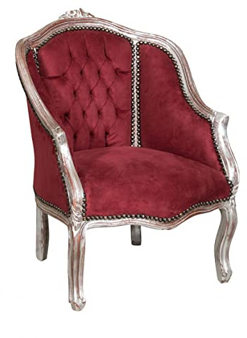 Biscottini Fauteuil Style Baroque 80x57x63 cm | Patriculaire Fauteuil Louis XVI | Chaise Baroque en Bois Massif