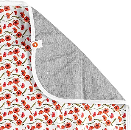 XKKO - wasserdichte & waschbare Wickelunterlage (70x50cm) Farbe Rote Mohnblumen