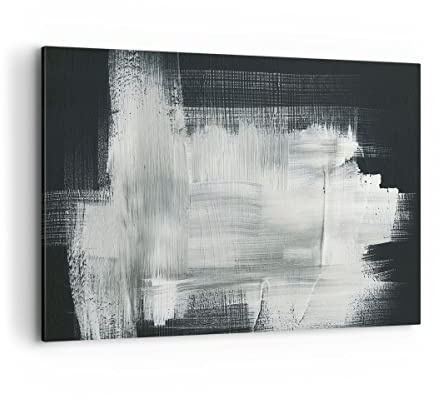 ARTTOR Bilder auf Leinwand 120x80cm Wandbild Abstrakt Schwarz-Weiß - 4173 | Abstraktion Schwarz Weiß Groß XXL Wanddekoration Wohnzimmer Schlafzimmer Wanddeko Wand Kunstdruck Wandkunst Wall Decor ARTTOR