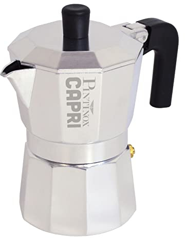 PINTINOX Caffettiera Moka 12 Tazze Modello Capri in Alluminio, Manico Antiscottatura e Forme che Consentono una Perfetta Estrazione del Caffè, Notevole Risparmio Energetico