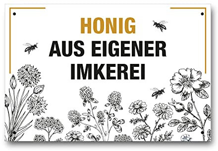 Apoidea – Honig aus eigener Imkerei Schild / Bienen Schild Werbeschild aus Kunststoff / Imkereibedarf / Bienenzubehör und Imkerzubehör / Imkerbedarf