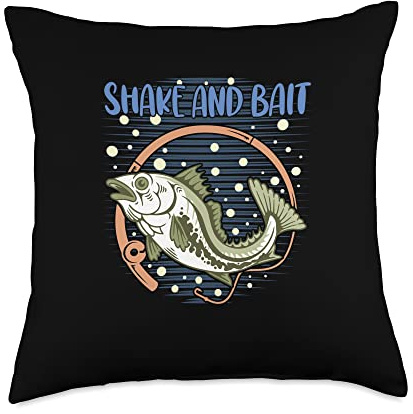 Shake and Bait Fishing Lakes Fisherman Lagoon Hunting Hobby Throw Pillow