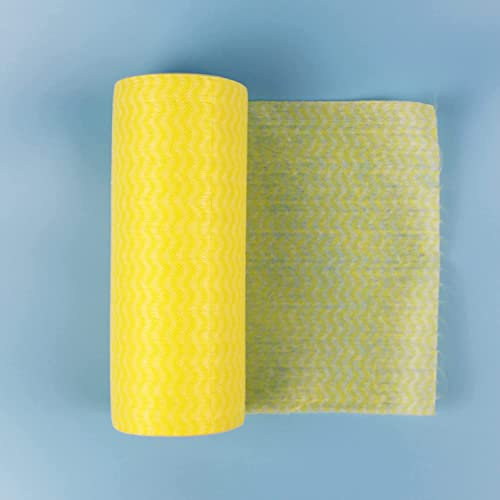 OIDESA Cloths Microfibre Towels Microfibre Cloth 50 Pcs/roll Kitchen Rags Lazy Rag Scouring Pads Oil-free Disposable Dish Towel Lint Free Cloth 5pcs (Color : Geel)