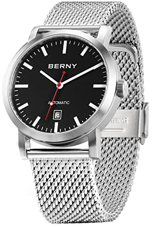 BERNY Männer Mechanic Kalender Automatische Uhr mit leuchtendem großem Gesicht mit Datumsfunktion Armbanduhr