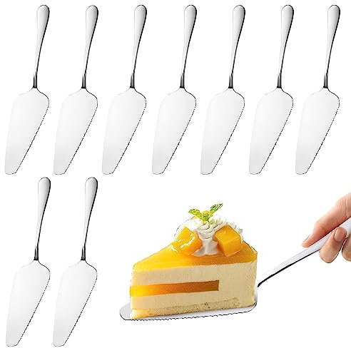 NAMIS 10 Stück Tortenheber Set Silber, Tortenschaufel Kuchenheber Edelstahl, Kuchenschaufel mit Gezackten Kanten, für Küchen, Restaurants, Partys, Tortenschaufel Hochzeit, Spülmaschinenfest