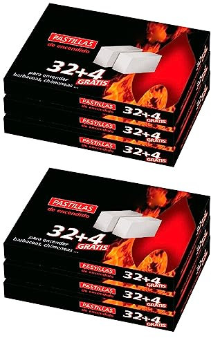 AC - Pack de 6 Paquetes de 48 Pastillas para encender Fuegos - Encendido de barbacoas, chimeneas, hogueras, cocinas de leña, Estufas - Color Blanco