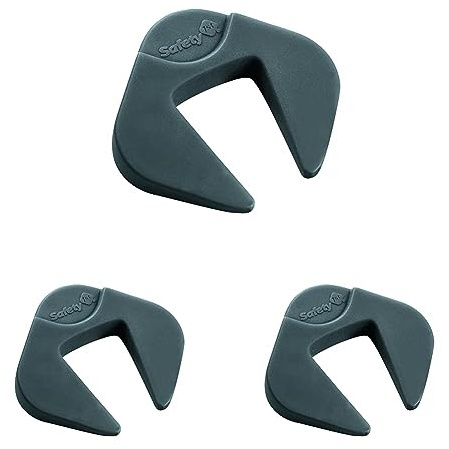 Safety 1st 2in1 Türstopper und Klemmschutz, Türkeil, Türstopper Keil, rutschfest, universal einsetzbar, verhindern lästiges Türen-Knallen, Grau (Packung mit 3)