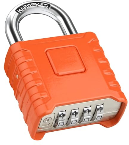 Diyife Robust Vorhängeschloss mit Zahlencode, 8 MM Dicker Schäkel, Orange | Zahlenschloss 4 Stellig, 304 Edelstahl, Wasserdicht und Diebstahlsicher für Hof, Zaun, Garagen, Tore