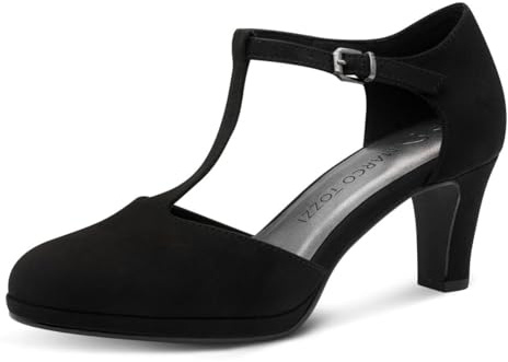 Marco Tozzi Damen Pumps mit Riemen Vegan Elegant, Schwarz (Black), 40 EU