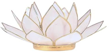 Candelabro Flor de Loto Blanca de Cáscara de Capiz