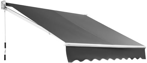 HOMASIS Tenda da Sole a Bracci Estensibili, Tenda Parasole con Protezione UV, Tenda da Balcone con Manovella, Angolo Regolabile da 40-100°, per Giardino e Terrazza (250x295cm, Grigio)