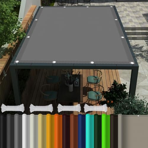 Vela Ombreggiante Impermeabile 4 x 6 m 98% Protezione UV Vela Ombreggiante Parasole con Fune per Esterno Giardino terrazza, Grigio Chiaro