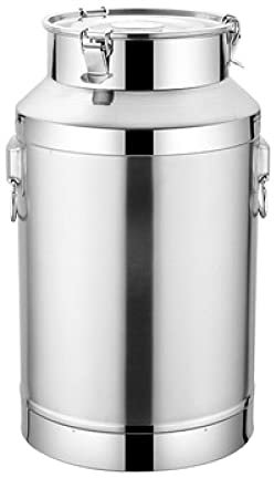 sjdoPulse 201 Stainless Steel Milk Can Wine Pail Bucket Tote Jug Milk Churn CanTea Canister with Sealed Lid Heavy Duty / 18L