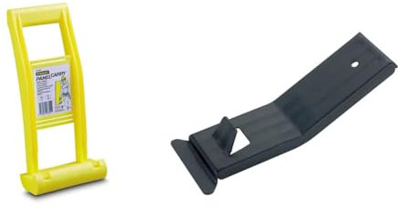 Stanley 1-93-301 Poignée De Transport Inclinée pour Cloison - en Plastique Longue Durée De 355Mm & wolfcraft 4045000 - Lève-Plaque avec Crochet de Traction - pour Plaques de Plâtre, Noir
