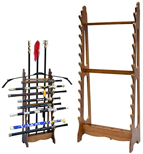 Présentoir pour Épée Katana Samouraï, Support pour Épée Katana en Bois | Porte-Couteau sur Pied, Présentoir À Épée, Support De Cintre pour Couteau, Peut Contenir Tous Les Types D'épées