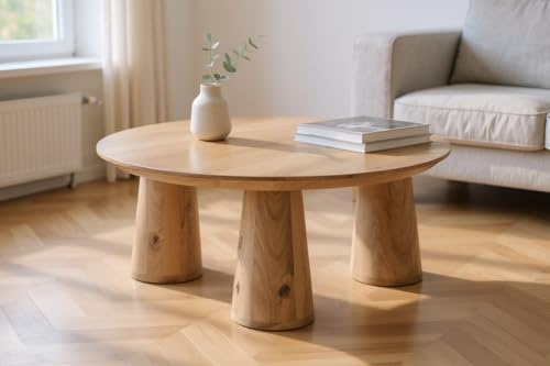 Gall&Zick Massivholz Couchtisch rund, 80 cm Durchmesser